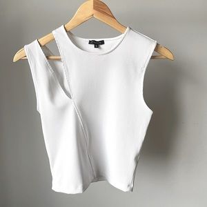 Dynamite White Sleeveless Ribbed Cutout Top